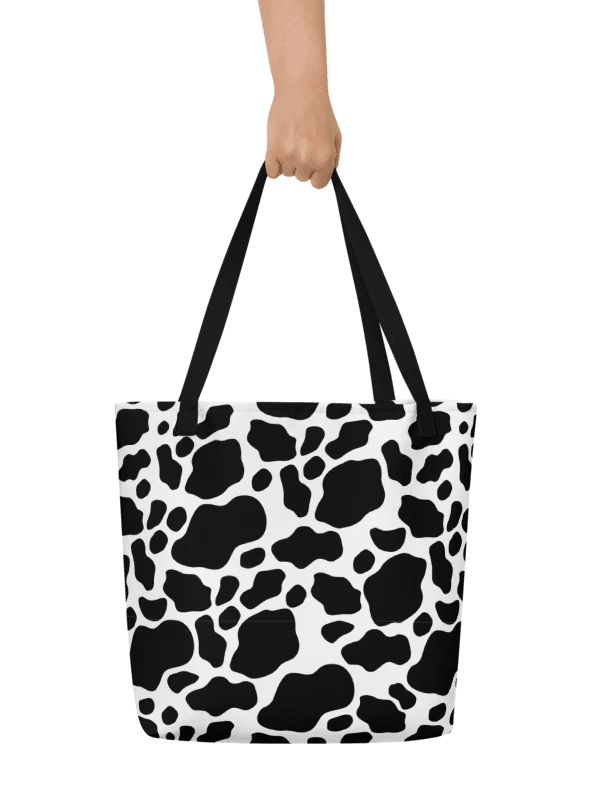 Cow Print Tote bag with Pocket - Black product image (1)