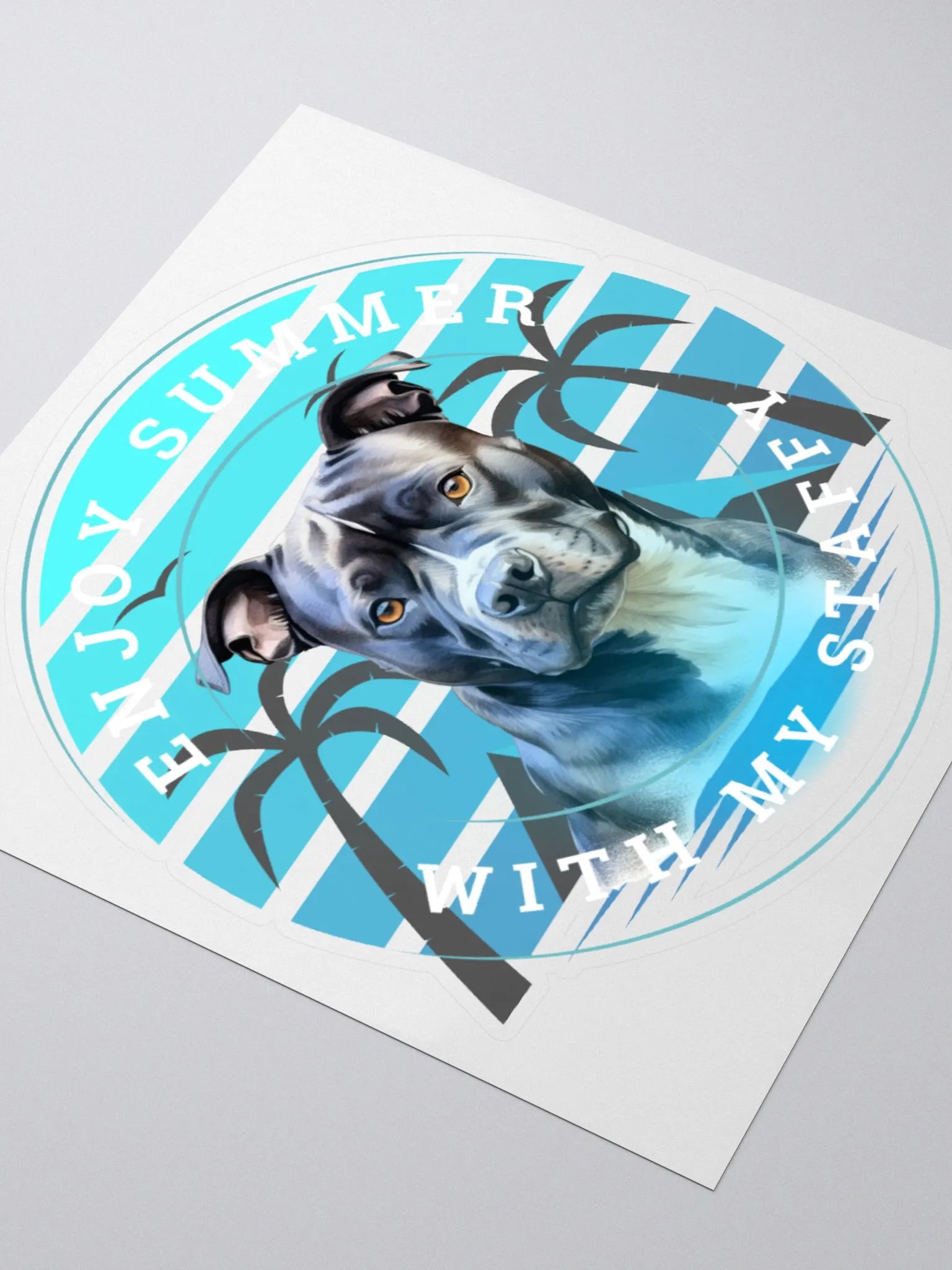 Enjoy Summer With My Staffy Kiss Cut Sticker product image (7)
