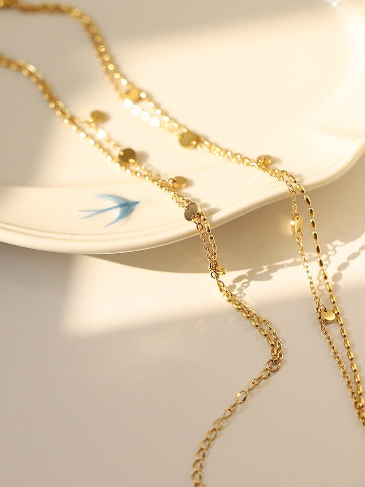 Round Sequin Double Layer Bracelet | 18K Gold Plated product image (5)