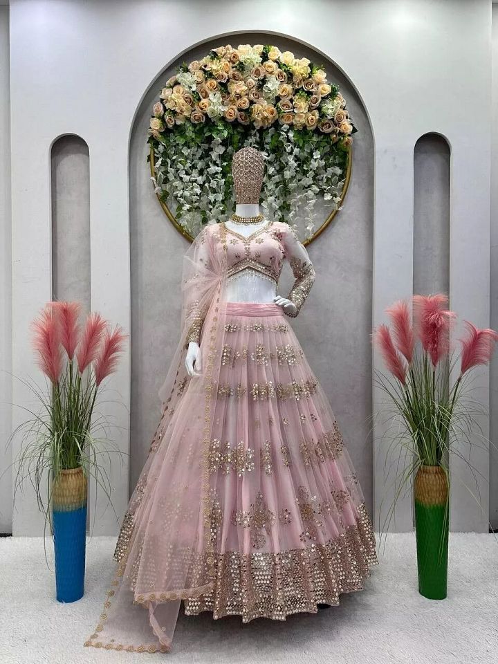 Reception Wear Heavy Butterfly Net Lehenga Choli With Dupatta For Women And Girl product image (1)