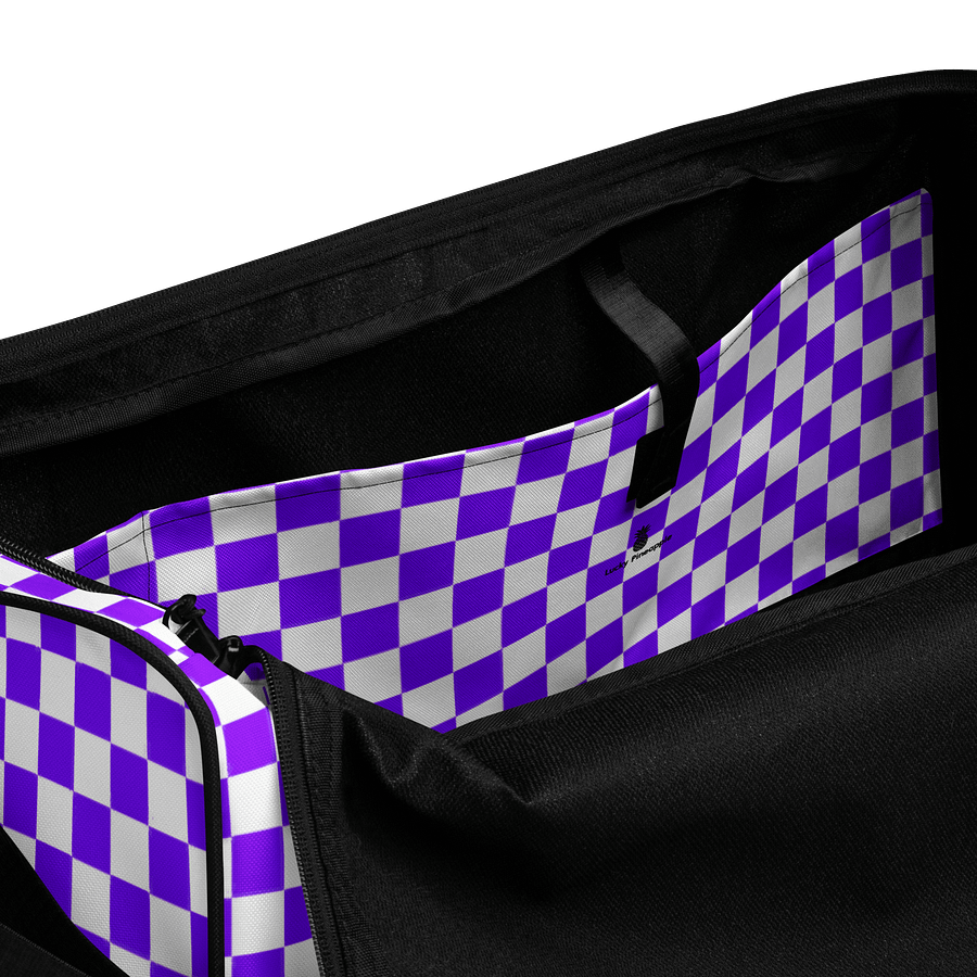 Checkered! Purple and White Checkers Duffel Bag product image (6)