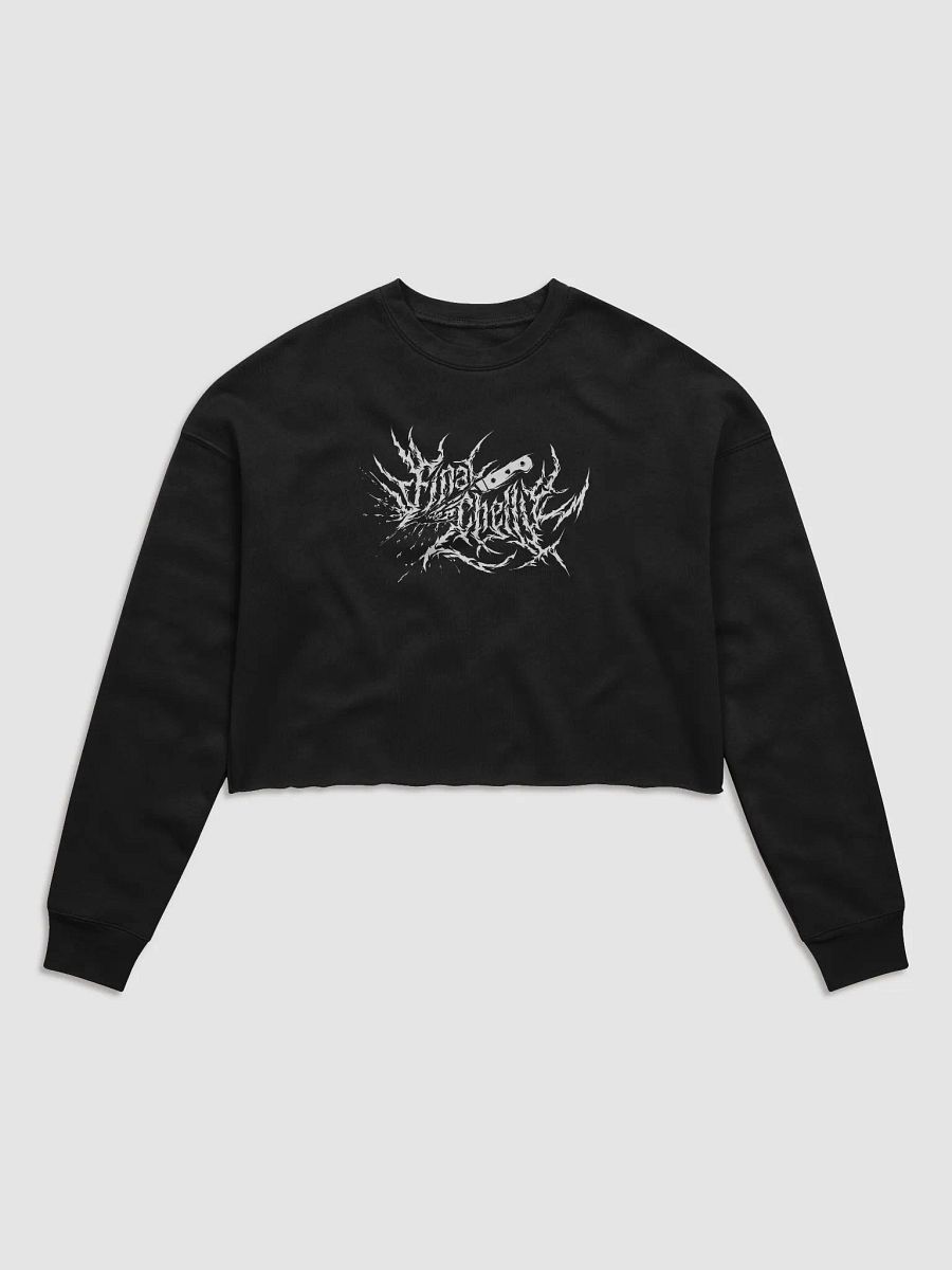 Keep It Metal White Logo Womens Fleece Crop Top Printed Sweatshirt product image (1)