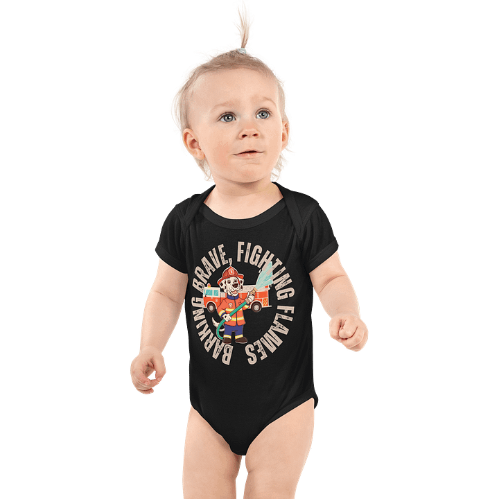 Barking Brave Firefighter Baby Bodysuit product image (2)