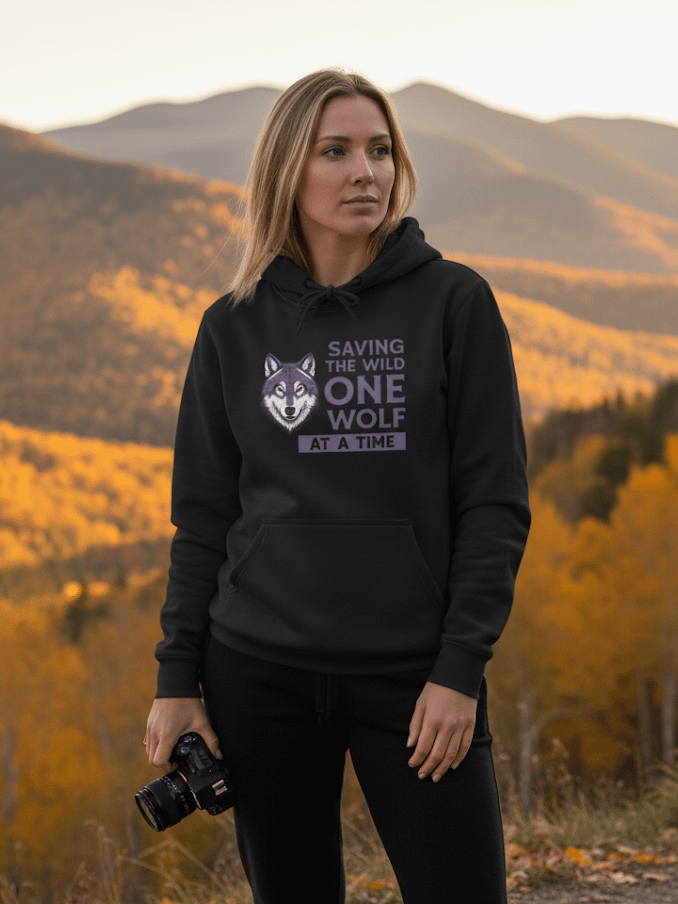 Saving The Wild One Wolf At A Time- Premium Pullover Hoodie product image (2)