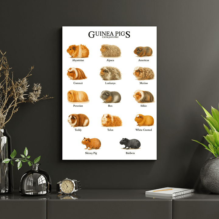 Guinea Pig Breeds Educational Poster Digital Wall Art Toddler Room Decor Printable Digital Download 5 high-res (PDF and JPG) product image (1)