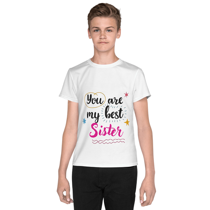 Kids Youth Crew Neck T-Shirt Best Sister Slogan All-Over Print product image (1)