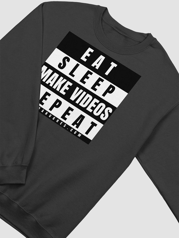 Eat • Sleep • Make Viideos • Repeat • Crewneck Sweatshirt Black product image (2)