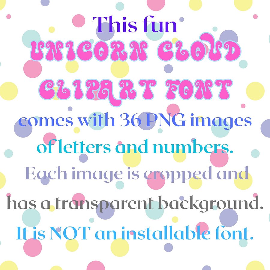 Fonts Clipart | Unicorn Cloud Clipart Font | Unicorn Customized Font | Customized Clipart Sign Font | Invitation Personalized Gift Font product image (5)