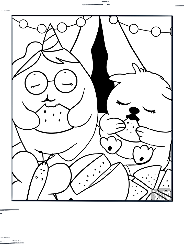 Watermelon Picnic Snap #1 Coloring Page product image (1)