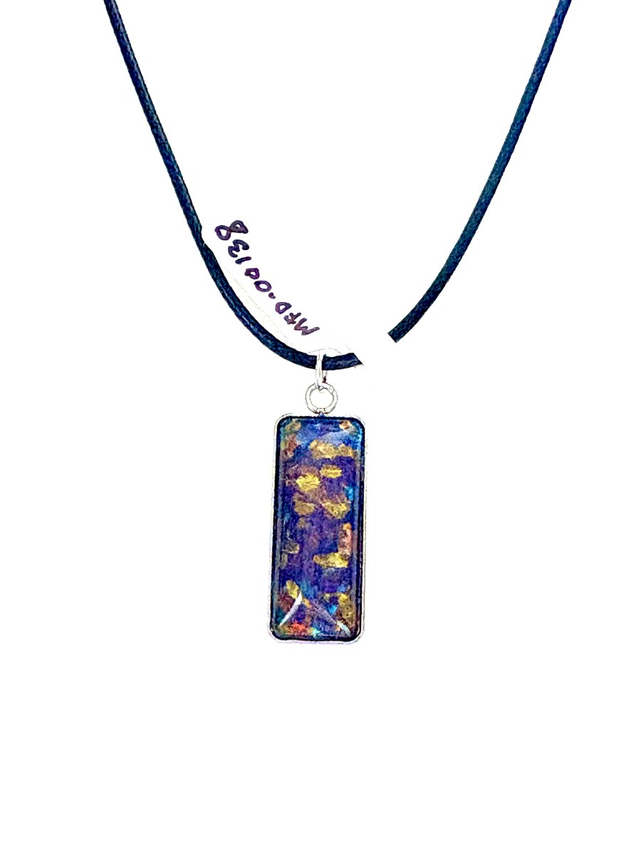 Electric Tide Pendant Necklace | Purple & Gold | Rectangle Cabochon | Monique Faella Designs™ | MFD-00138 product image (3)