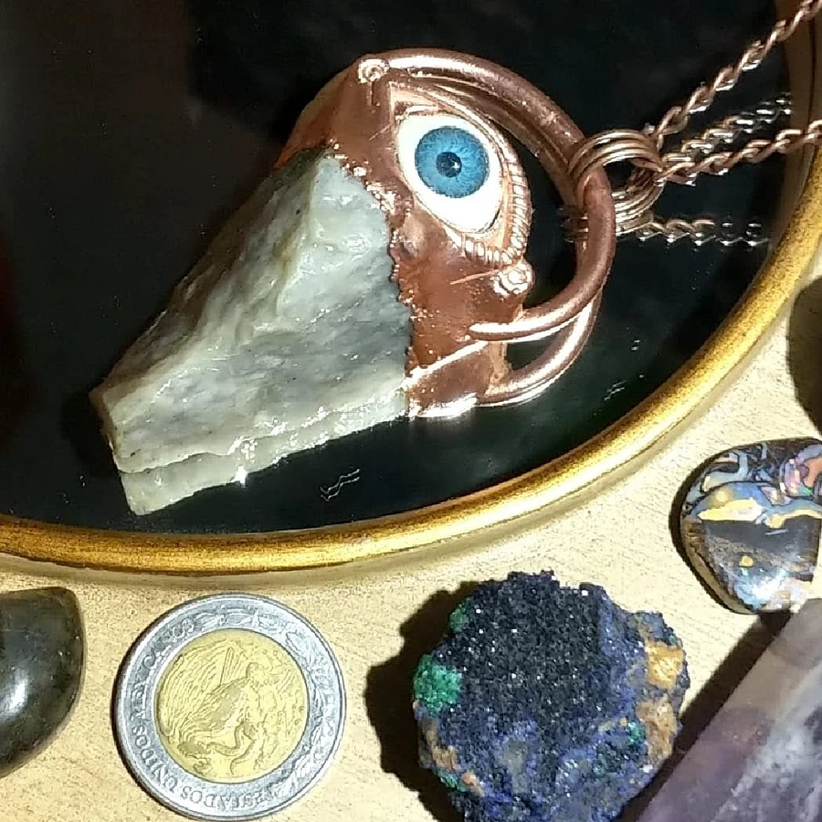 Sodalite & Quartz Evil Eye Copper Necklace product image (1)