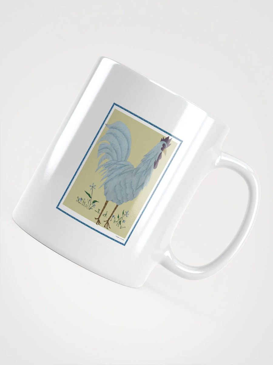 White Glossy Mug with Chicken and yellow background product image (4)