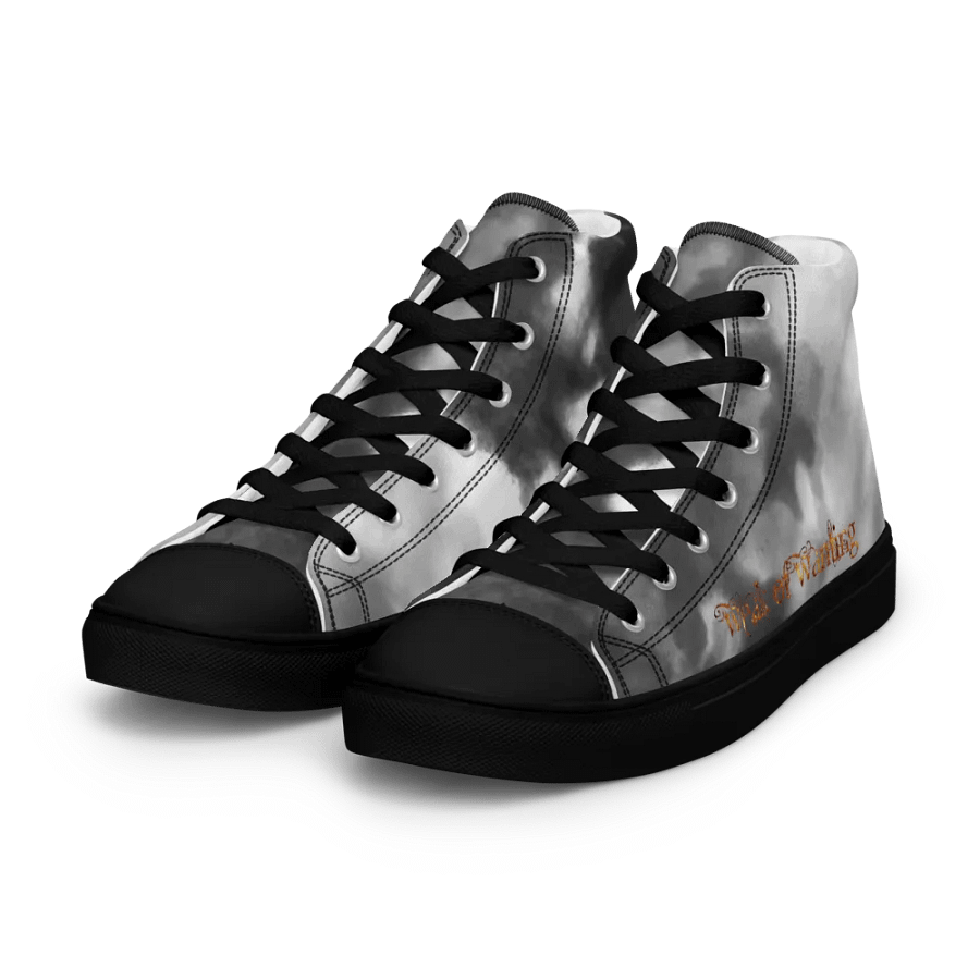 Weak Of Wanting Men's High Top Canvas Fire Logo Grey Sky Shoes product image (4)