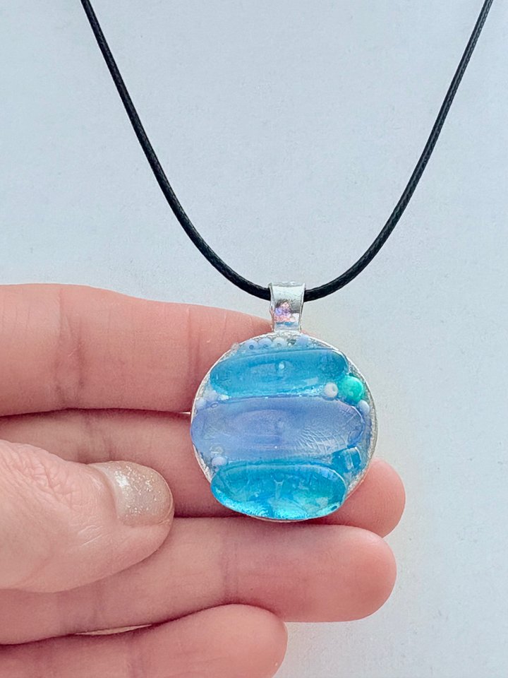 Coastal Calm Horizon Pendant Necklace | Handmade Glass Art Jewelry | Monique Faella Designs™ | MFD-00209 product image (2)