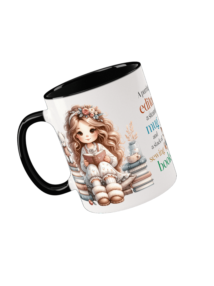 “A Purring Editor” Ceramic Mug – Cute Cat, Coffee & Sewing Book Quote Gift product image (4)