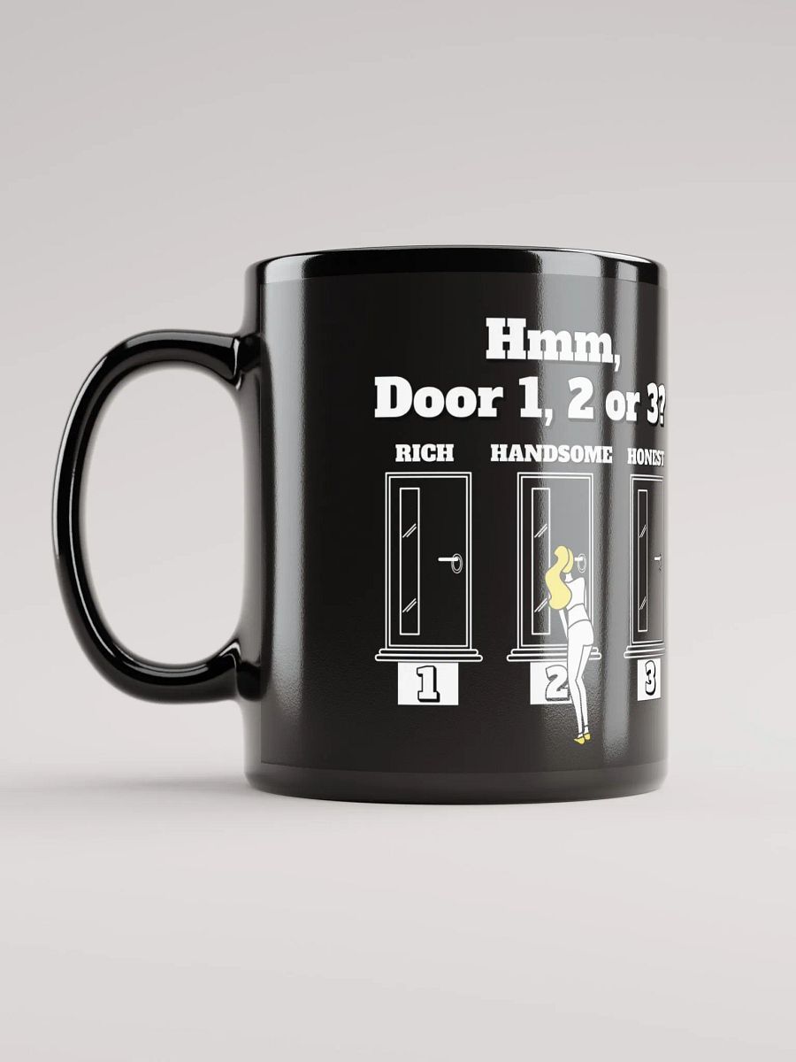Hmm, Door 1, 2, 3? Funny Humorous Black Mug product image (11)