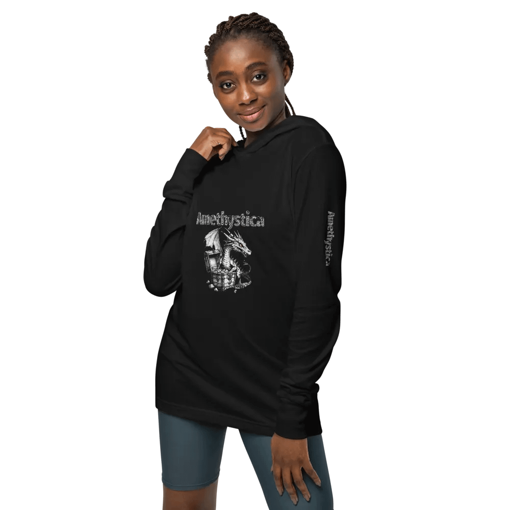 Bella+Canvas Hooded Long Sleeve: Rock On Dragon with Treasure Chest product image (9)