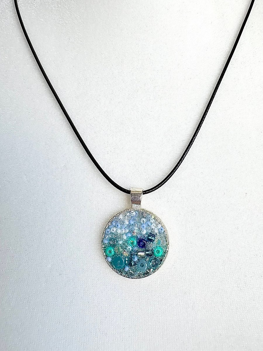 Ocean Dreamscape Pendant Necklace | Handmade Gradient Bead Art | Coastal Charm Jewelry by Monique Faella Designs™ product image (6)