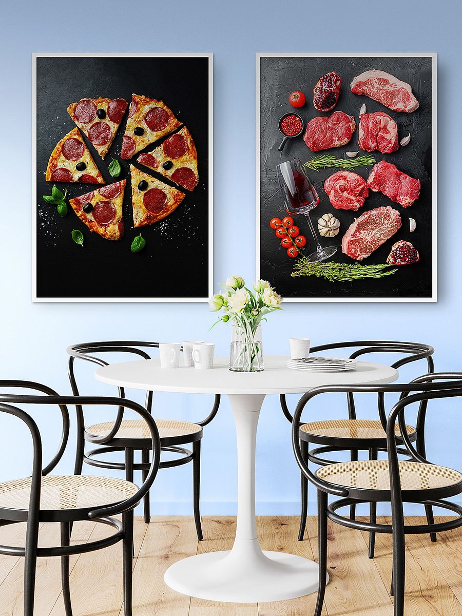 Wine, meat, tomato (Italian, Spanish cuisine) — Food kitchen poster/blackboard, kitchen wall art, aesthetic poster, minimalist poster product image (26)