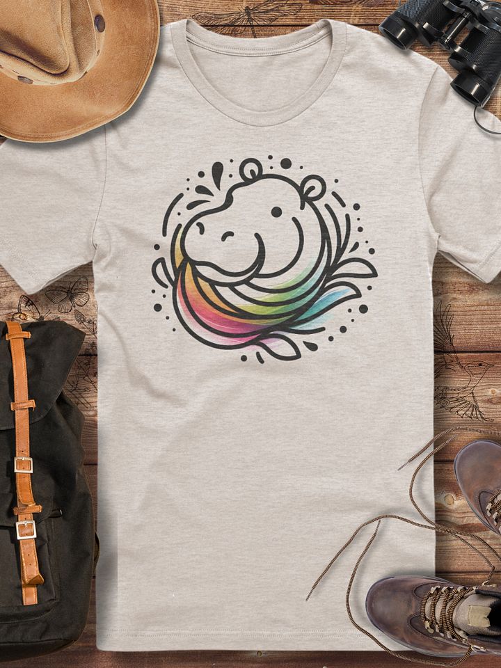 Rainbow Hippo T-Shirt, Cute Minimalist Hippo Design, Whimsical Animal Tee, Fun Colorful Wildlife Shirt, Gift for Animal Lovers product image (1)