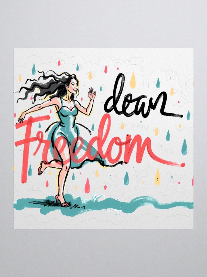 Rainy Day Freedom Poster | Whimsical Dance Art Sticker product image (1)