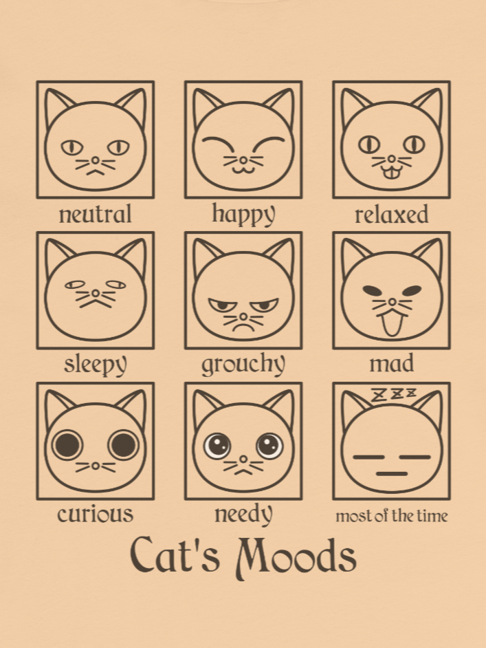 Cat's Moods Unisex Long Sleeve Tee, Black Print product image (1)