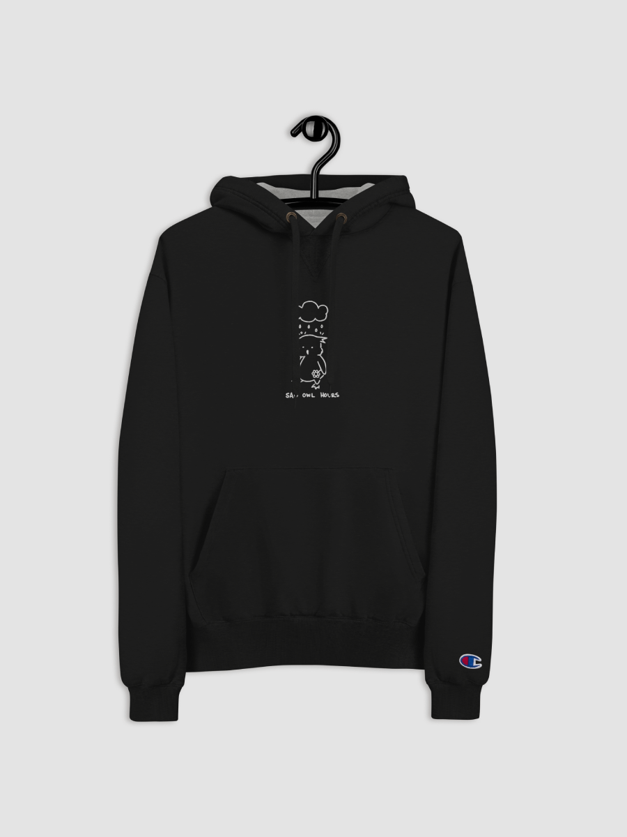 Sad Owl Hours Champion Cotton Max Hoodie (Black Embroidered) product image (5)