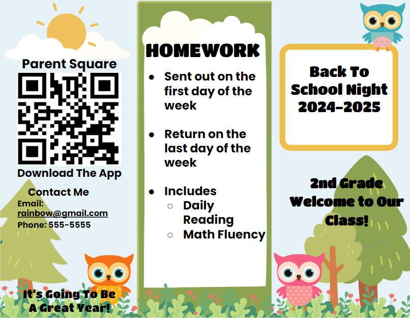 Owl Back to School Brochure product image (2)