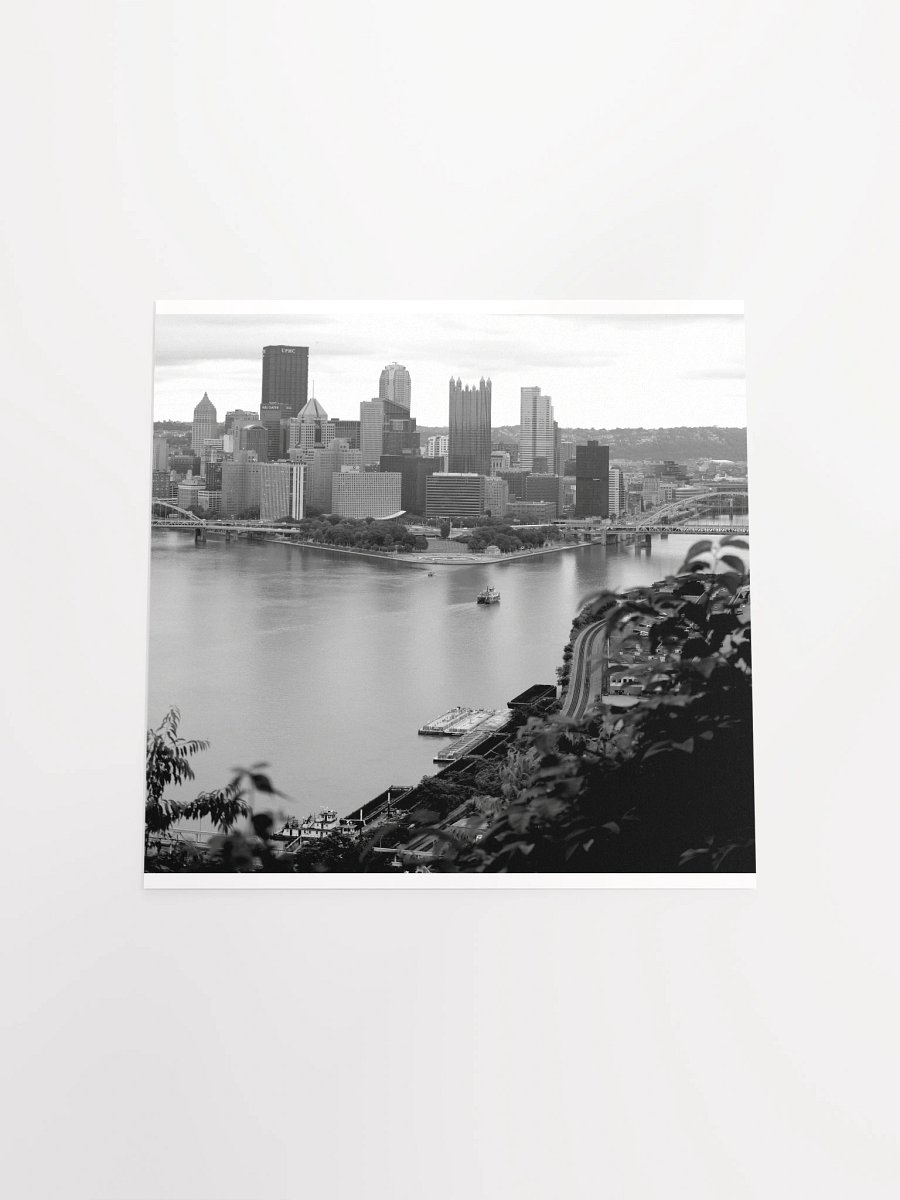 Pittsburgh - Downtown from West End Overlook - Black & White - poster product image (12)