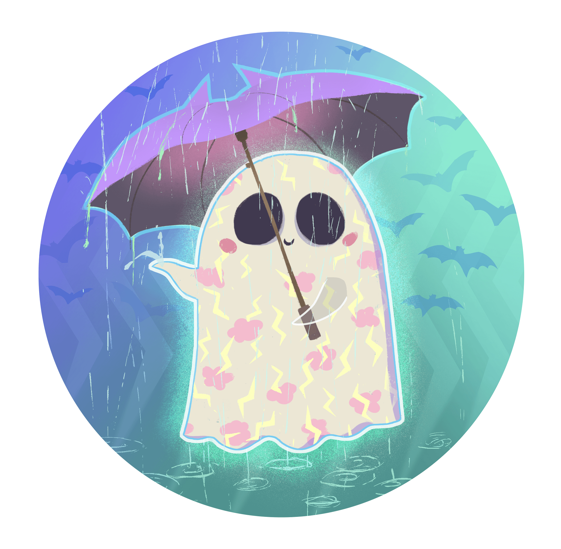Pastel Little Ghost in the Rain - Stainless Steel Tumbler product image (2)