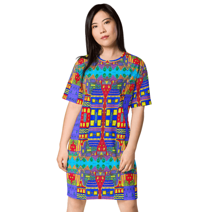 Abstract Playful Houses #2 Ladies T Shirt Dress product image (1)