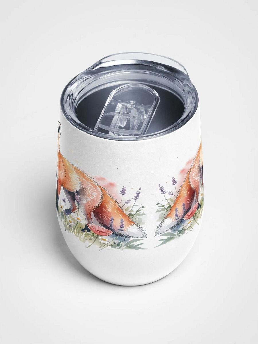 Majestic Fox in Blooming Meadow 12 Oz Wine Tumbler – Elegant Fox & Wildflower Watercolor Design product image (5)