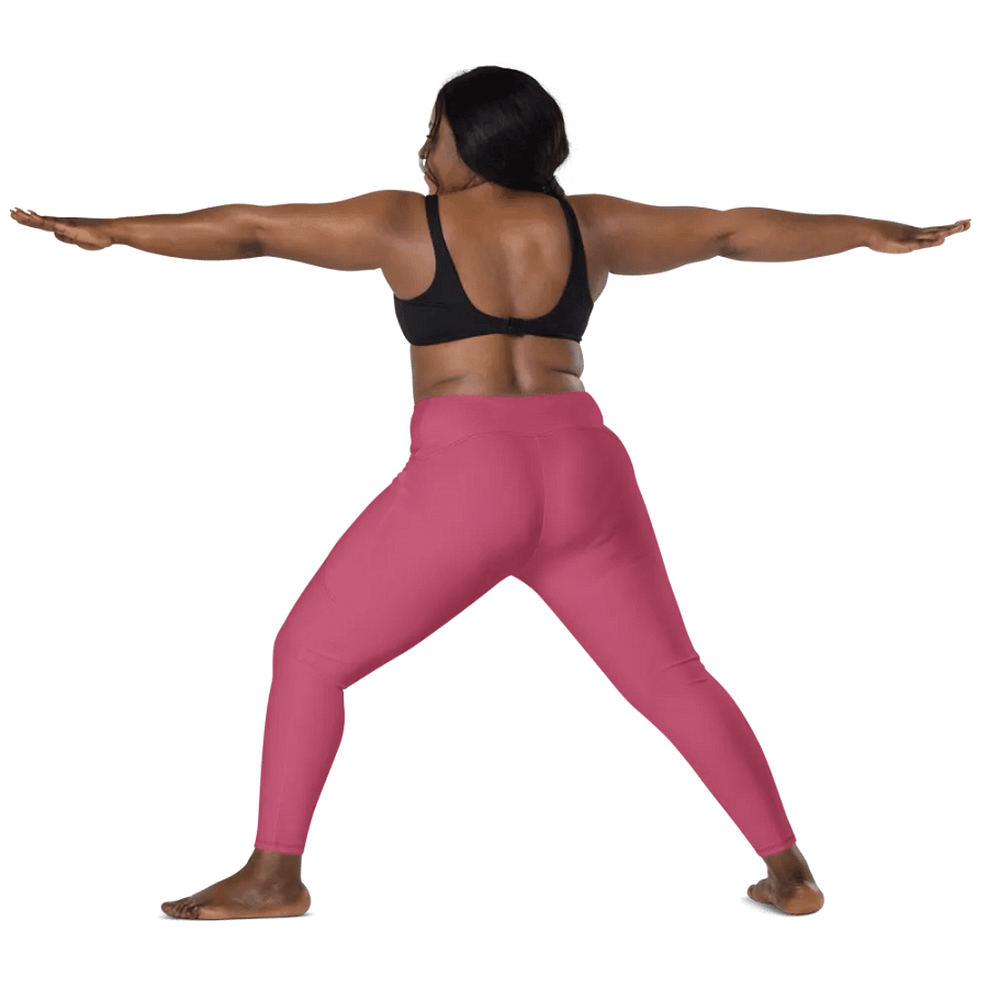 Plain Vibrant Red Soft Summer Women's High Waisted Premium Crossover Leggings with Pockets by Treasure Pie product image (12)