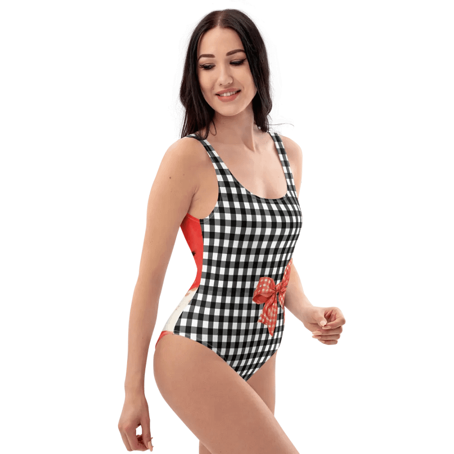 B/W Check Watermelon Splash All-Over Swimsuit product image (2)