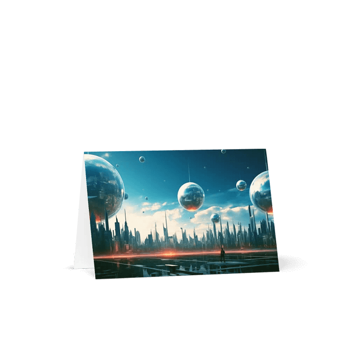 City of Reflections: A Vision Beyond Time Blank Greeting Card product image (1)