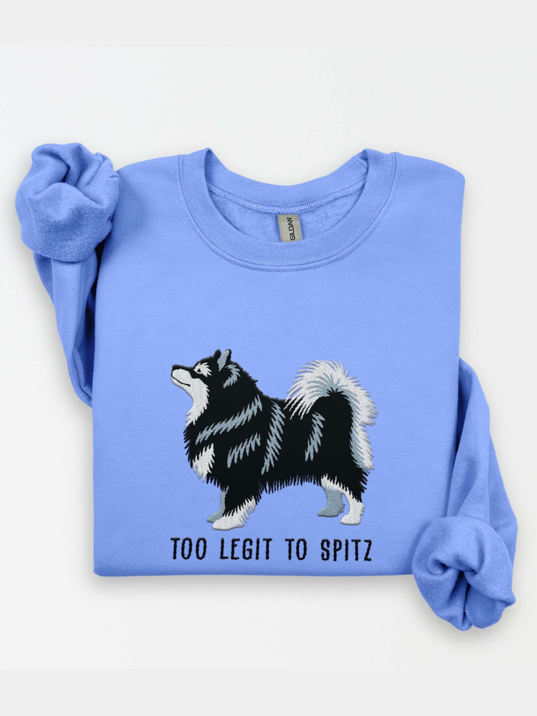Too Legit to Spitz Sweatshirt (Embroidered) of a Finnish Lapphund(Black & White) product image (1)