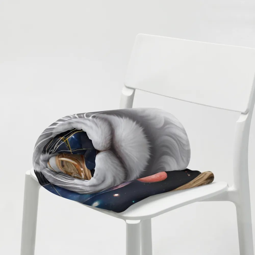 WHITE Cosmic Cat Luxury Throw Blanket product image (8)