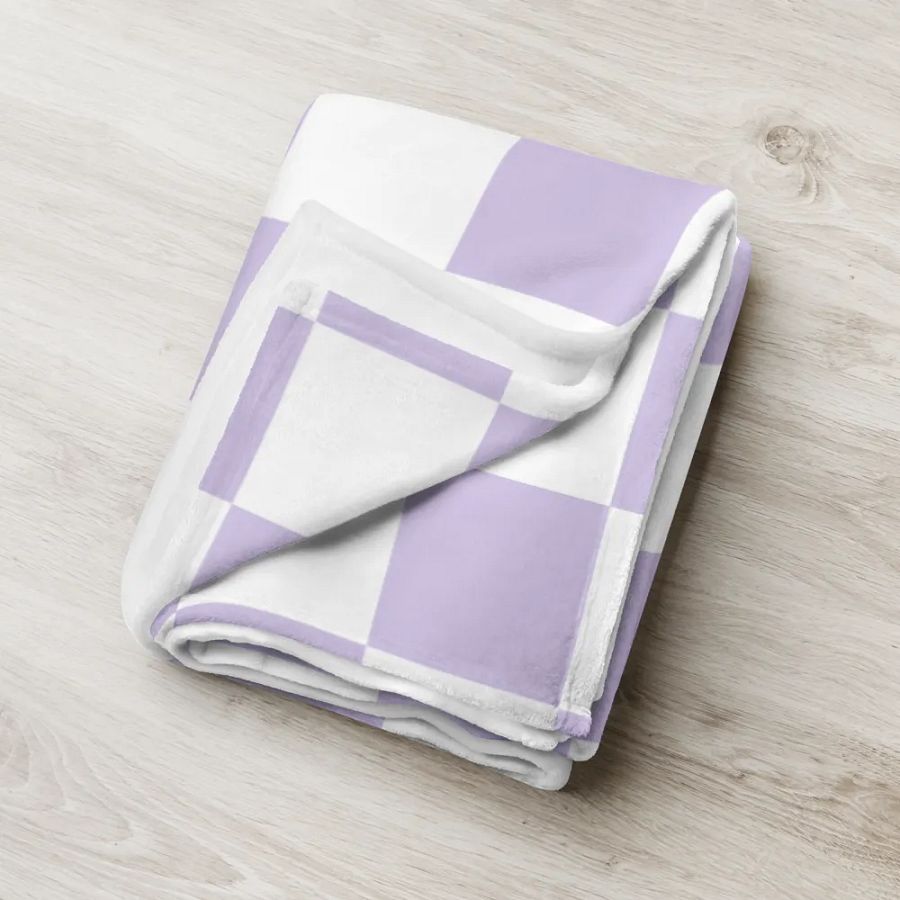 Squares White and Lilac/Throw Blanket by Allcolor product image (6)