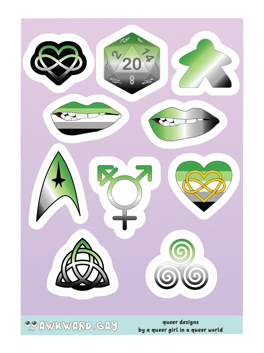 Aromantic Pride Mixed Designs Sticker Sheet product image (3)