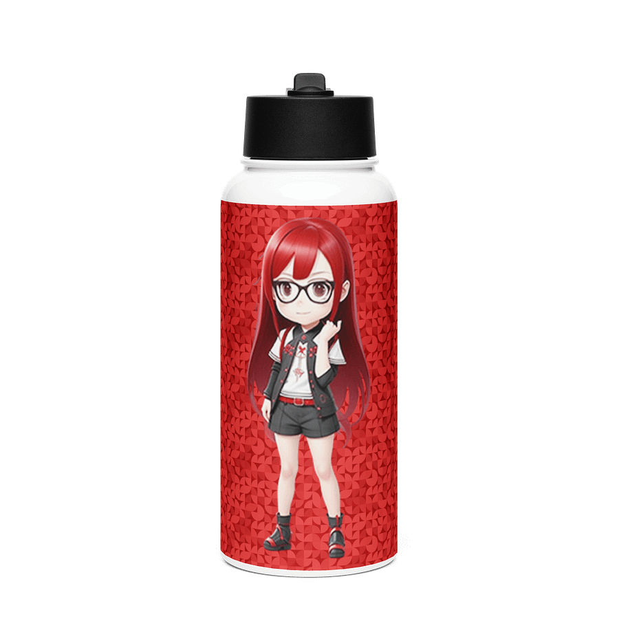 (RED CHIBI) K Stainless Steel Water Bottle with a Straw Lid product image (1)