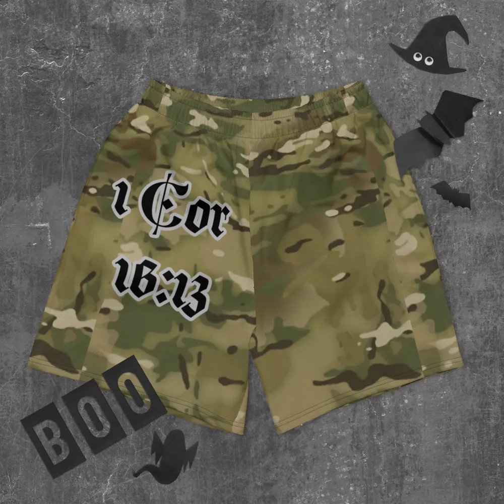 Faithful Camo: 1 Corinthians 16:13 Unisex Athletics Shorts - Multicam product image (12)