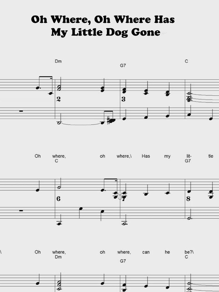 Oh Where, Oh Where Has My Little Dog Gone - CS - Piano sheet music product image (1)