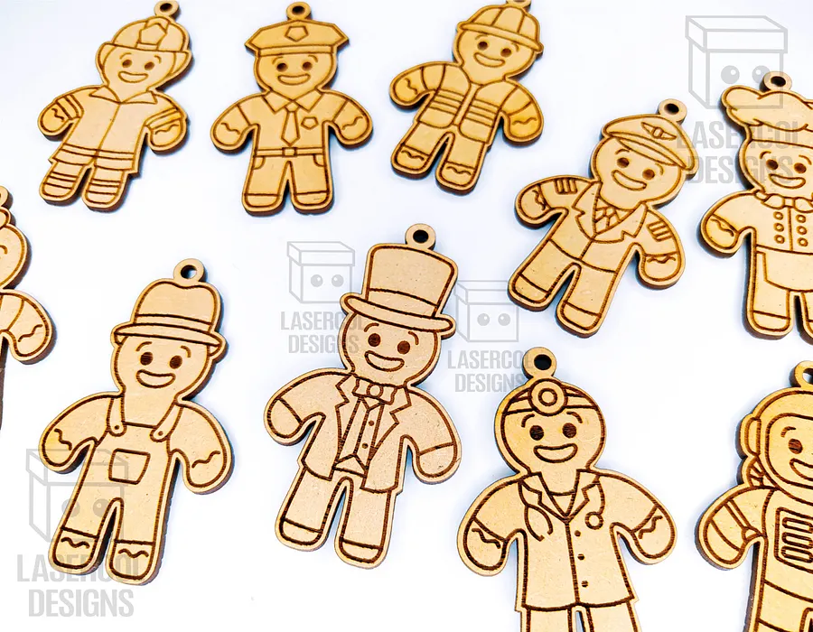 Gingerbread Cookies Christmas Ornaments Set 3 - Laser Cut Files product image (3)