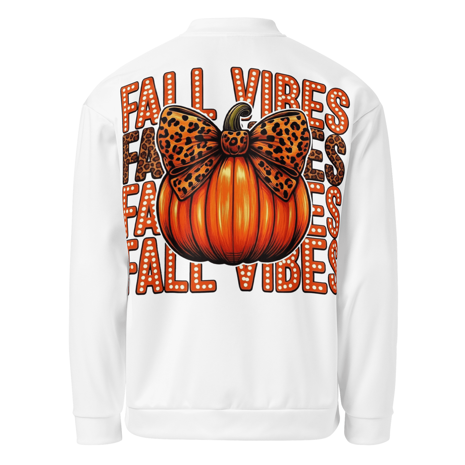 Fall Vibes Leopard Pumpkin Bomber Jacket product image (1)