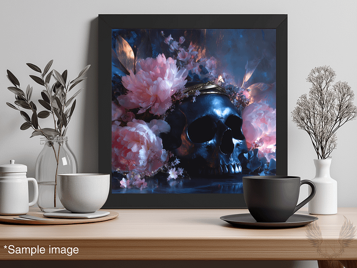 Floral Requiem: Skull & Blossom Fantasy Art product image (1)