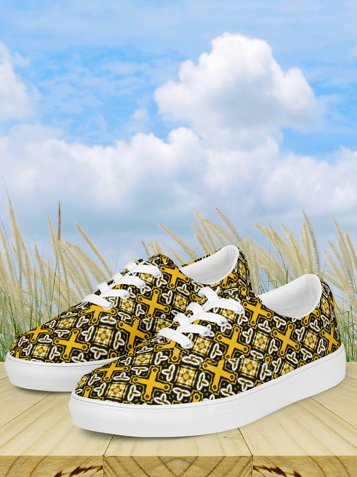 Symmetry in Yellow: Women's Lace-Up Canvas Shoes product image (1)