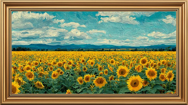 Golden Sunflower Field – Digital Oil Painting for Frame TV product image (2)
