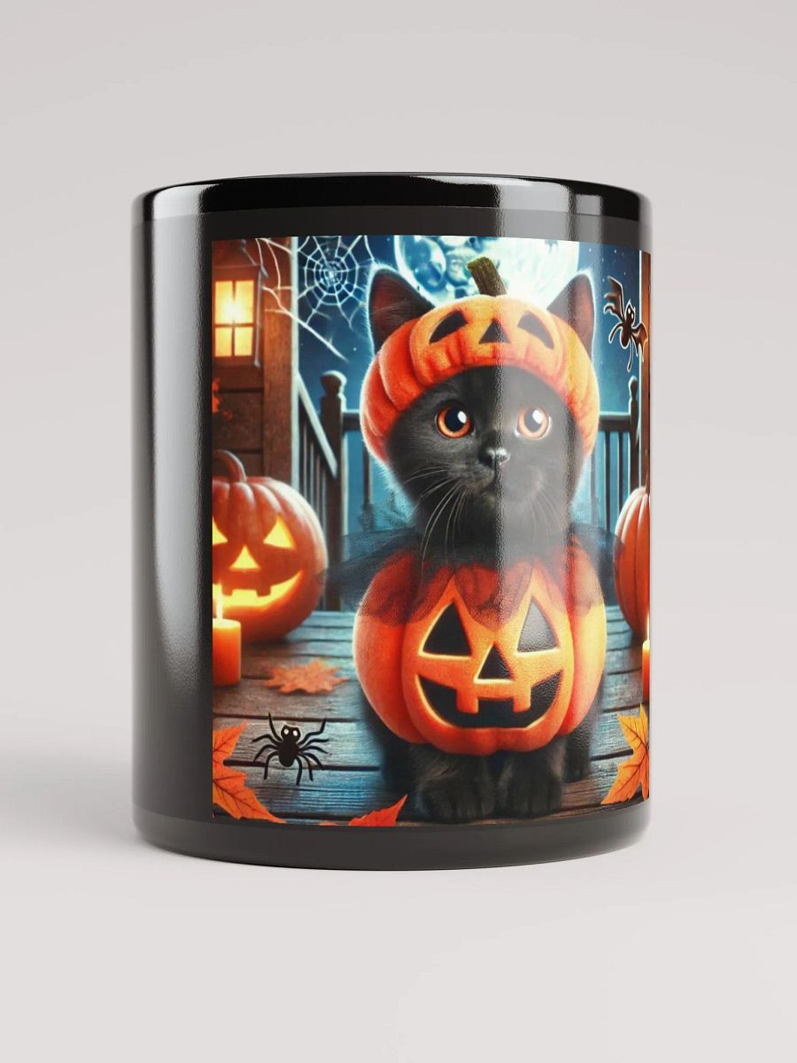 Black Glossy Mug featuring a Cute Cat product image (5)