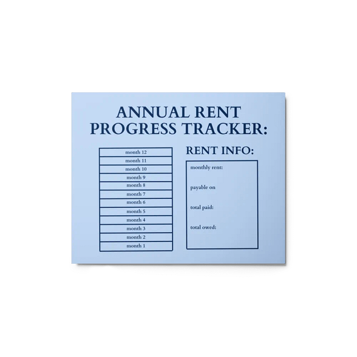 HIGHFALUTIN ANNUAL RENT TRACKER (navy design 1) product image (1)