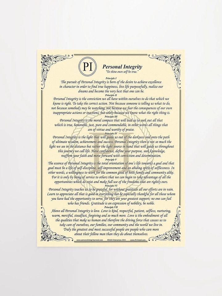 Personal Integrity Creed Poster 12"x16" product image (1)